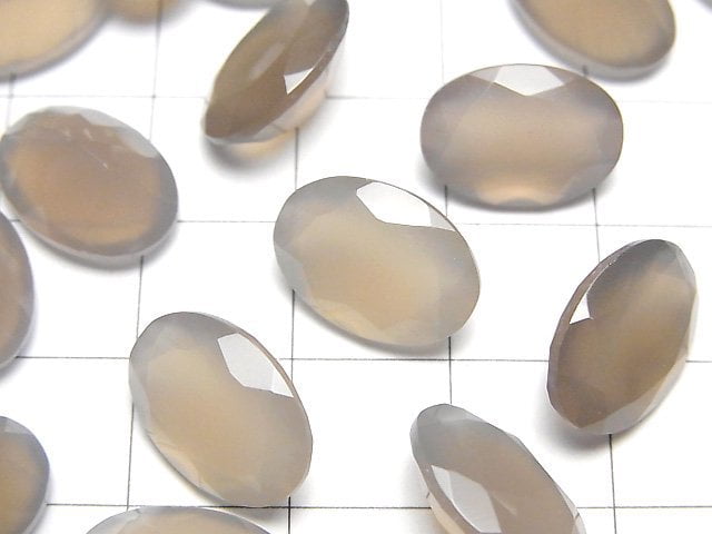 [Video]High Quality Gray Onyx AAA Loose stone Oval Faceted 14x10mm 2pcs