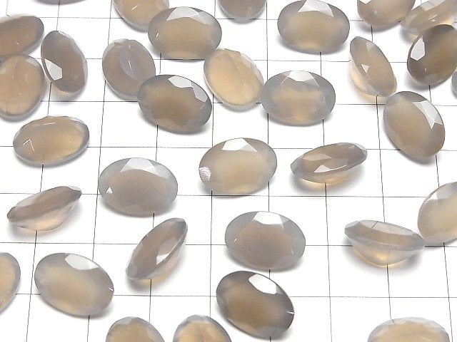 [Video]High Quality Gray Onyx AAA Loose stone Oval Faceted 14x10mm 2pcs