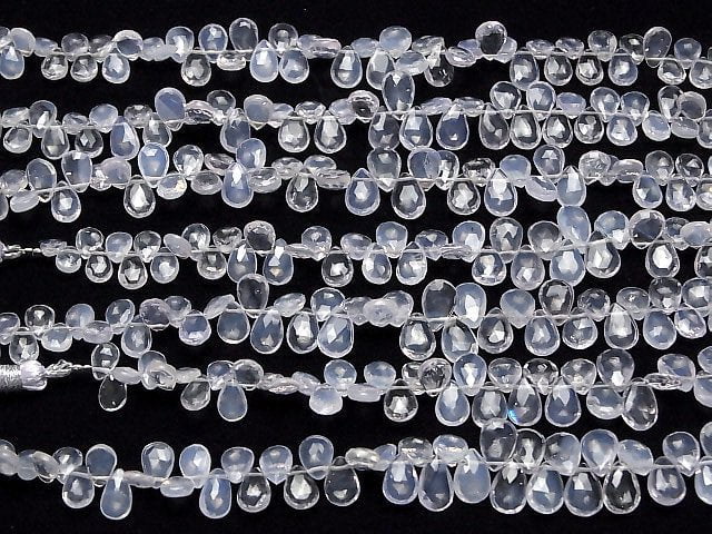 [Video]High Quality Scorolite AAA- Pear shape Faceted Briolette half or 1strand beads (aprx.7inch/18cm)