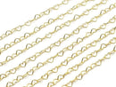 14KGF Flat Heart Cable Chain 4.0x2.8mm 10cm
