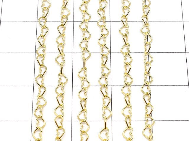 14KGF Flat Heart Cable Chain 4.0x2.8mm 10cm