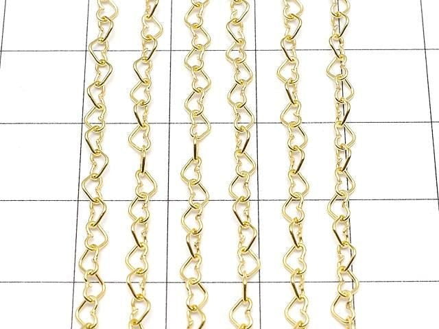 14KGF Flat Heart Cable Chain 4.0x2.8mm 10cm