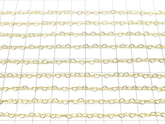 14KGF Flat Heart Cable Chain 4.0x2.8mm 10cm
