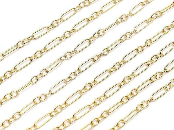 14KGF Figaro (long and short) chain, 5x1.5mm, 10cm