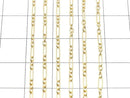 14KGF Figaro (long and short) chain, 5x1.5mm, 10cm