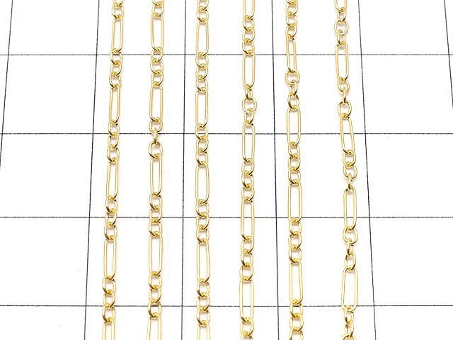 14KGF Figaro (Long and Short) Chain 5x1.5mm 10cm