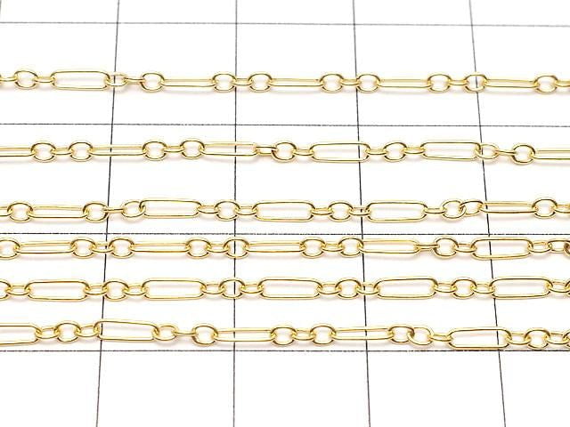 14KGF Figaro (Long and Short) Chain, 5x1.5mm, 10cm