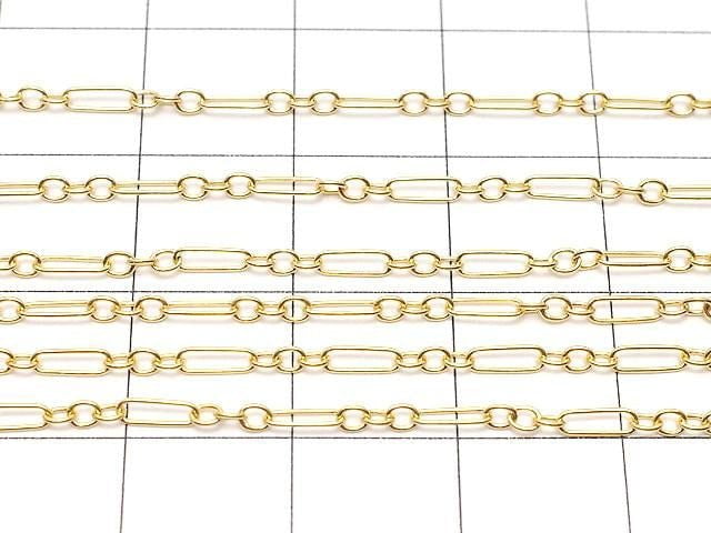 14KGF Figaro (long and short) chain, 5x1.5mm, 10cm