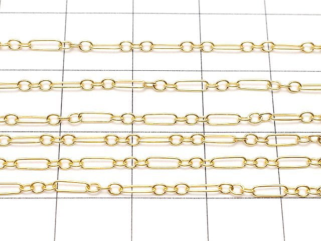 14KGF Figaro (Long and Short) Chain 5x1.5mm 10cm