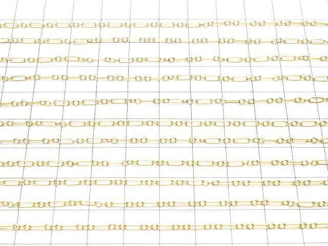 14KGF Figaro (Long and Short) Chain, 5x1.5mm, 10cm