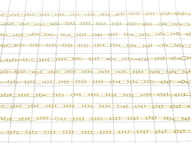 14KGF Figaro (long and short) chain, 5x1.5mm, 10cm