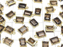 [Video]High Quality Smoky Quartz AAA Bezel Setting Rectangle Faceted 8x6mm 18KGP 2pcs