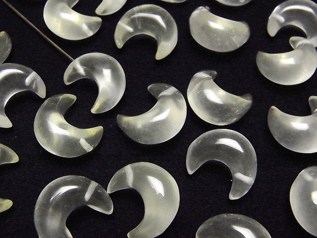 [Video]Lemon Quartz AAA- Moon Motif 13-15mm [Half Drilled Hole] 2pcs