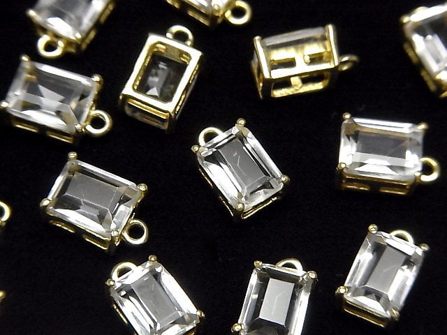 [Video] High Quality Crystal AAA Bezel Setting Rectangle Faceted 8x6mm 18KGP 2pcs