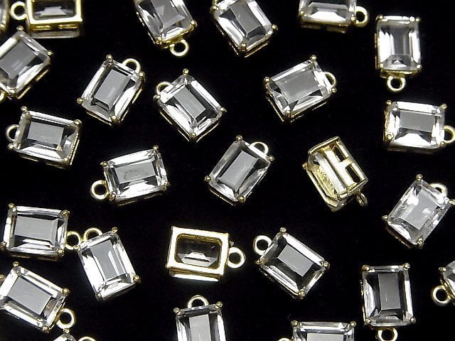 [Video] High Quality Crystal AAA Bezel Setting Rectangle Faceted 8x6mm 18KGP 2pcs