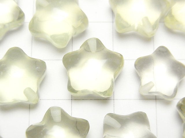 [Video]Lemon Quartz AAA- Star Motif 12-14mm [Half Drilled Hole] 2pcs