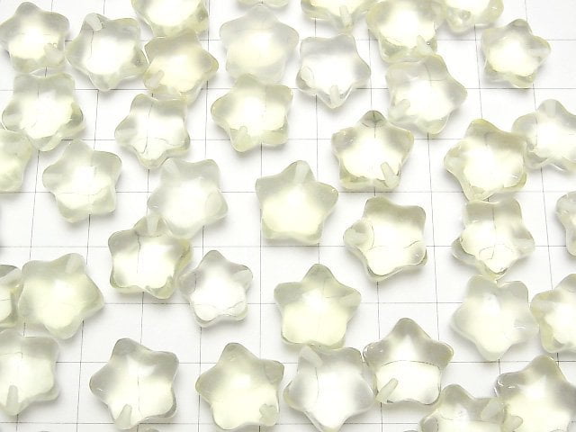 [Video]Lemon Quartz AAA- Star Motif 12-14mm [Half Drilled Hole] 2pcs