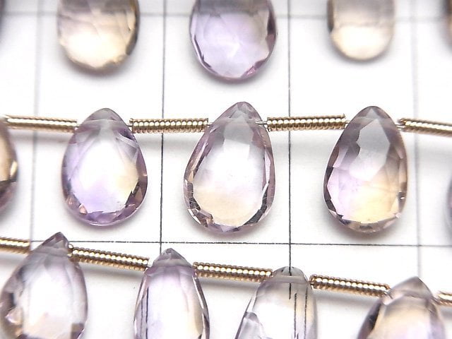 [Video]High Quality Amethyst x Citrine AAA- Pear shape Faceted Briolette 1strand (19pcs)