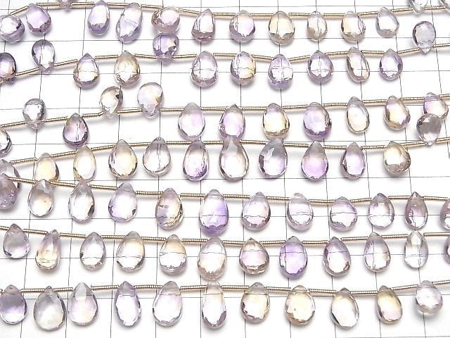 [Video]High Quality Amethyst xCitrine AAA- Pear shape Faceted Briolette 1strand (19pcs)