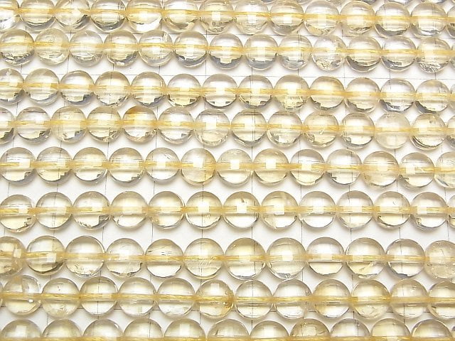 [Video] High Quality! Light color Citrine AA+ Faceted Coin 8x8x4.5mm half or 1strand beads (aprx.15inch/36cm)