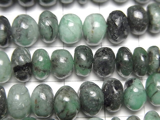 [Video]Emerald AA+ Roundel Size Gradation half or 1strand beads (aprx.18inch/44cm)