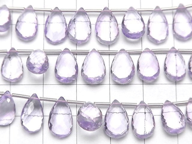 [Video] MicroCut High Quality Pink Amethyst AAA Pear shape Faceted Briolette 1strand (8pcs )