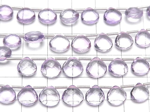 [Video] MicroCut High Quality Pink Amethyst AAA Chestnut Faceted Briolette 1strand (8pcs)