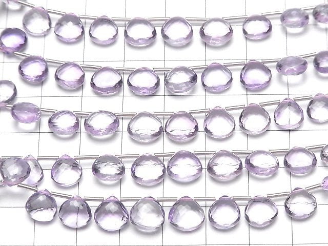 [Video] MicroCut High Quality Pink Amethyst AAA Chestnut Faceted Briolette 1strand (8pcs)