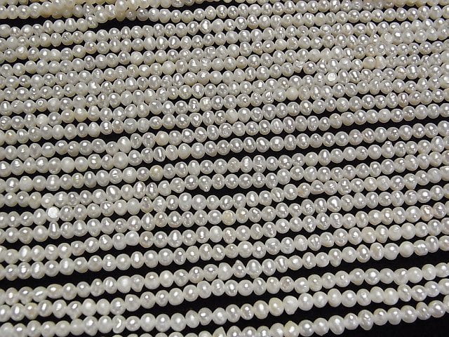 [Video]Fresh Water Pearl AAA- Potato 3.5mm White 1strand beads (aprx.14inch/35cm)