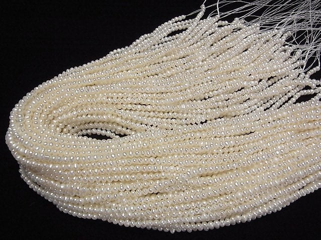 [Video]Fresh Water Pearl AAA- Potato 3.5mm White 1strand beads (aprx.14inch/35cm)