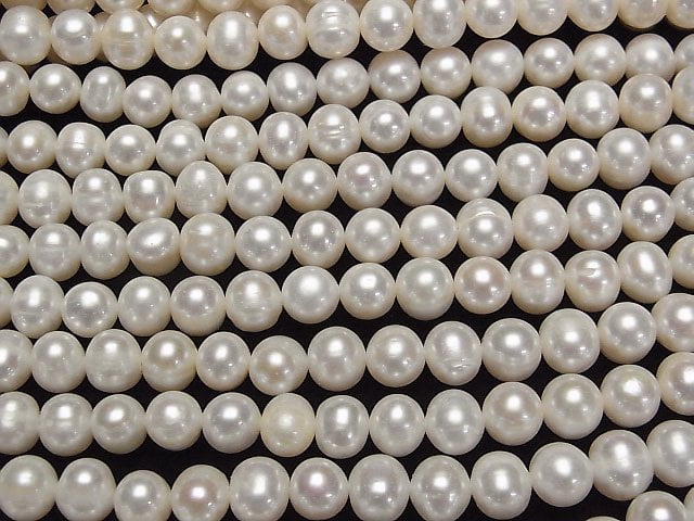 [Video]Fresh Water Pearl AA Potato 9mm White 1strand beads (aprx.15inch/36cm)