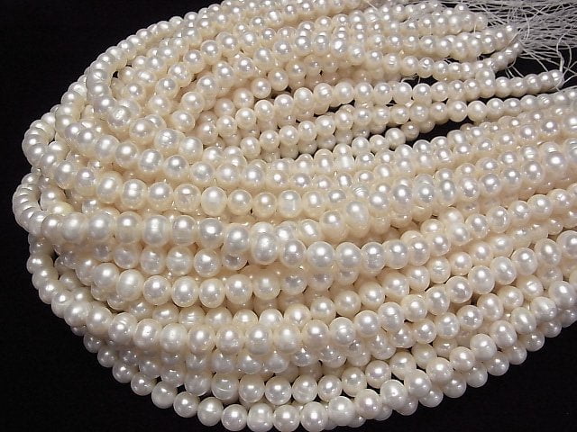 [Video]Fresh Water Pearl AA Potato 9mm White 1strand beads (aprx.15inch/36cm)