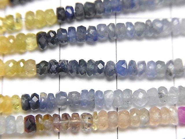 [Video]High Quality Multicolor Sapphire AA++ Faceted Button Roundel half or 1strand beads (aprx.15inch/37cm)