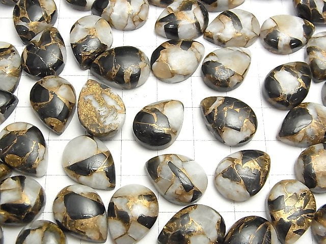 [Video]Copper Calcite Obsidian AAA Pear shape Cabochon 18x13mm 2pcs