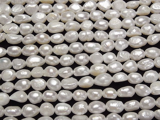 [Video]Fresh Water Pearl AA Baroque 8-9mm White 1strand beads (aprx.14inch/34cm)