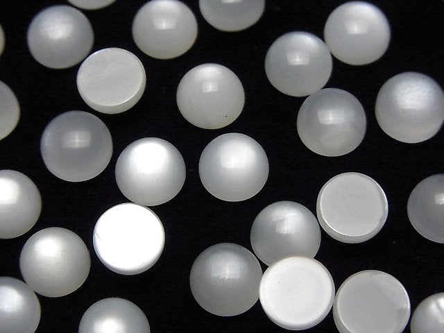 [Video] White Moonstone AAA Round Cabochon 7x7mm 10pcs