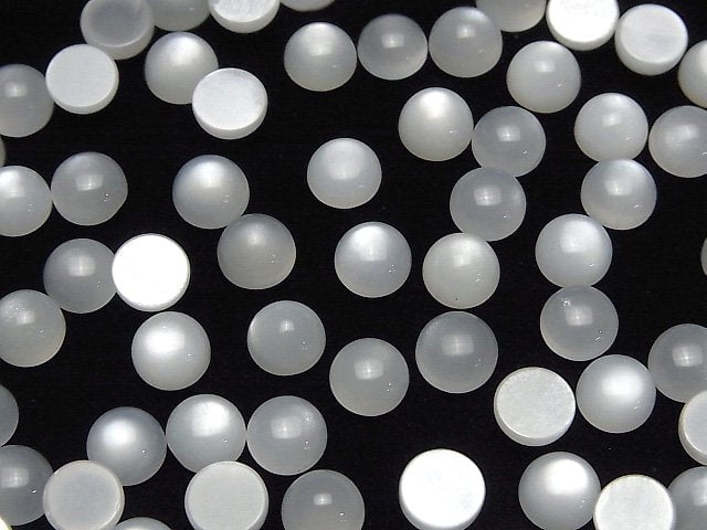 [Video] White Moonstone AAA Round Cabochon 7x7mm 10pcs