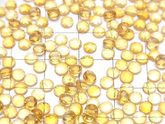 [Video]High Quality Citrine AAA Round Rose Cut 4x4mm 10pcs