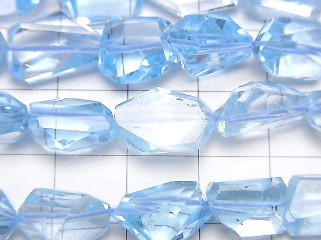 [Video]High Quality Sky Blue Topaz AA++ Faceted Nugget half or 1strand beads (aprx.15inch/36cm)