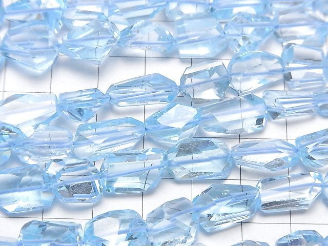 [Video]High Quality Sky Blue Topaz AA++ Faceted Nugget half or 1strand beads (aprx.15inch/36cm)