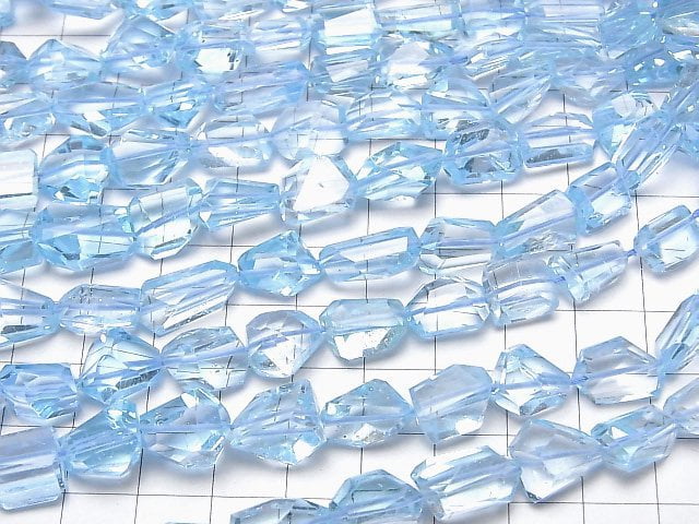 [Video]High Quality Sky Blue Topaz AA++ Faceted Nugget half or 1strand beads (aprx.15inch/36cm)