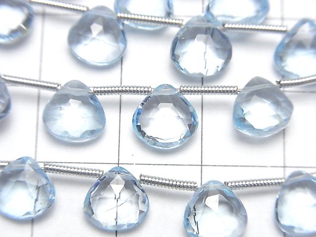 [Video]High Quality Sky Blue Topaz AAA- Chestnut Faceted Briolette half or 1strand beads (aprx.6inch/16cm)