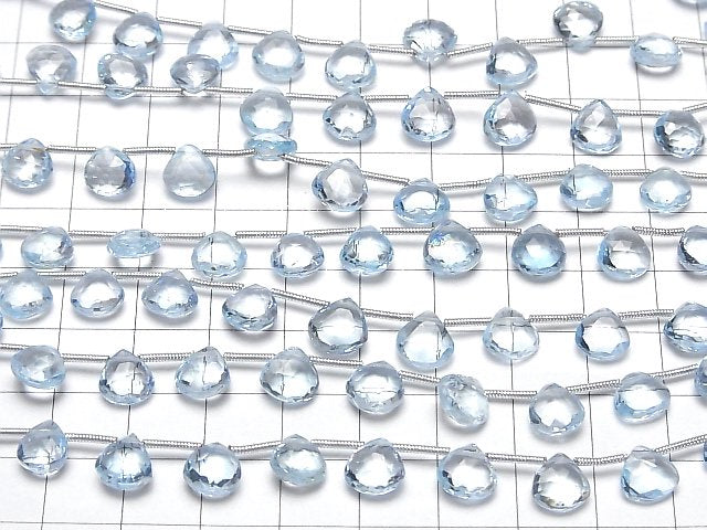 [Video]High Quality Sky Blue Topaz AAA- Chestnut Faceted Briolette half or 1strand beads (aprx.6inch/16cm)