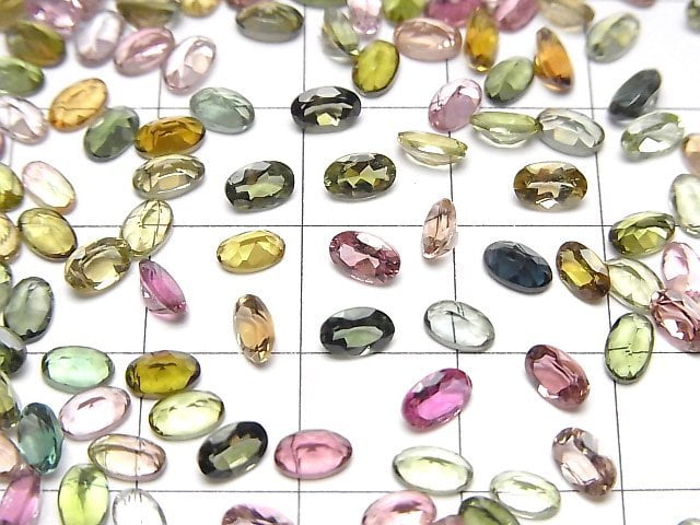 [Video]High Quality Multicolor Tourmaline AAA Loose stone Oval Faceted 5x3mm 10pcs