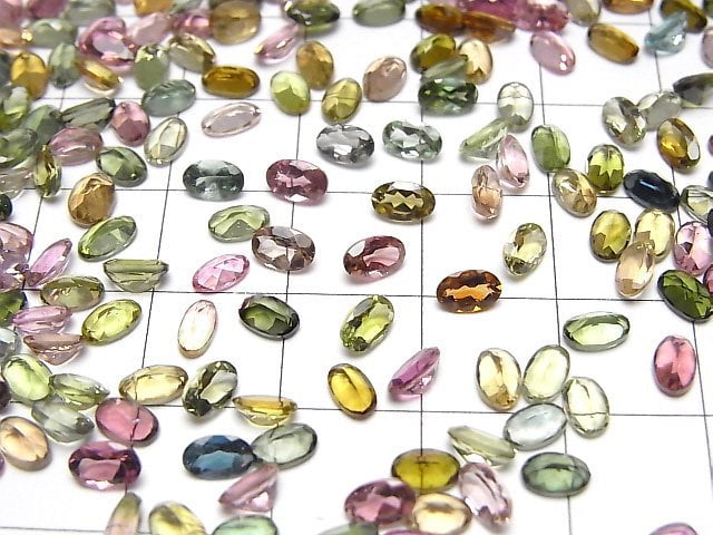 [Video]High Quality Multicolor Tourmaline AAA Loose stone Oval Faceted 5x3mm 10pcs