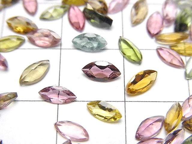 [Video]High Quality Multi color Tourmaline AAA Loose stone Marquise Faceted 6x3mm 10pcs