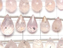 [Video] Micaine Rose Quartz Drop Faceted Briolette 1strand beads (aprx.7inch/18cm)