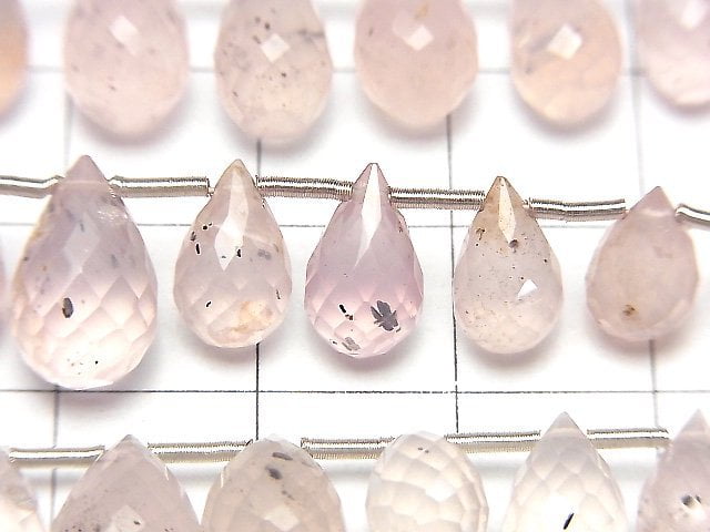 [Video] Micaine Rose Quartz Drop Faceted Briolette 1strand beads (aprx.7inch/18cm)