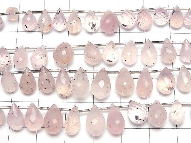 [Video] Micaine Rose Quartz Drop Faceted Briolette 1strand beads (aprx.7inch/18cm)