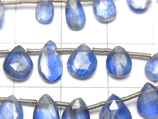 [Video]Kyanite AA++ Pear shape Faceted Briolette [Light color] 1strand beads (aprx.7inch/18cm)